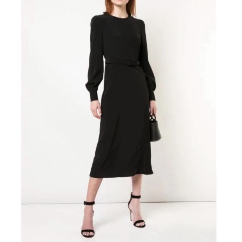 Co Essentials Tifa Pleated Panel Midi Black Dress
